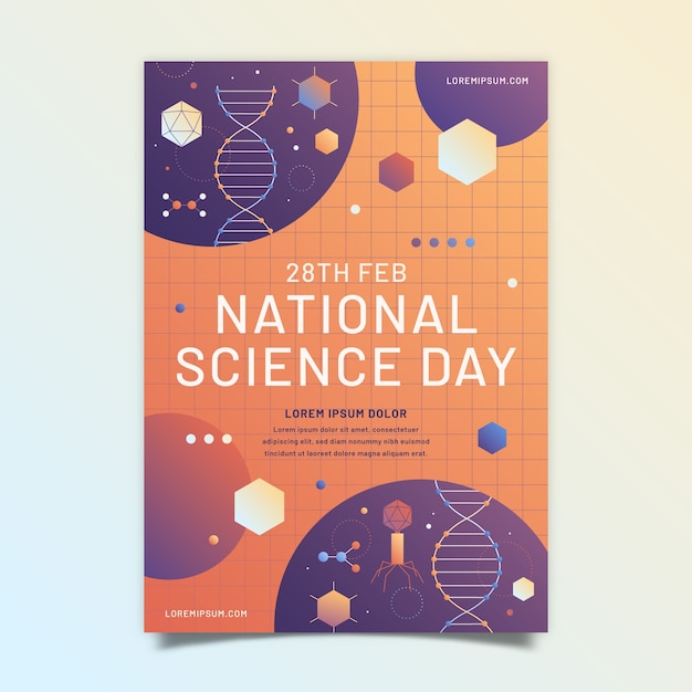 Gradient national science day vertical poster template