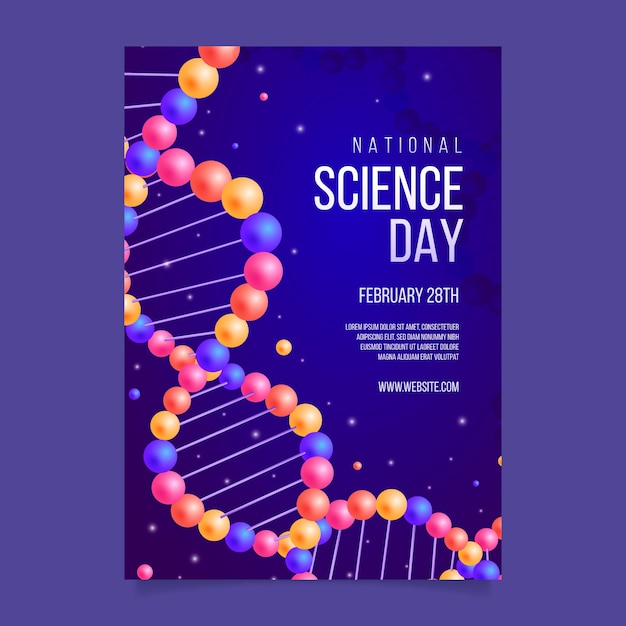 Vettore gratuito modello di poster verticale della giornata nazionale della scienza gradiente