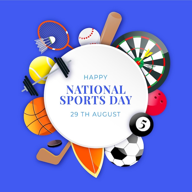 Free vector gradient national sports day illustration