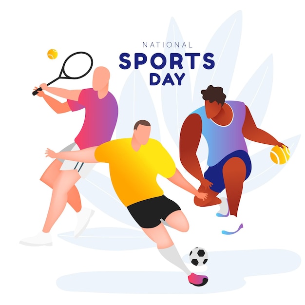 Free vector gradient national sports day illustration