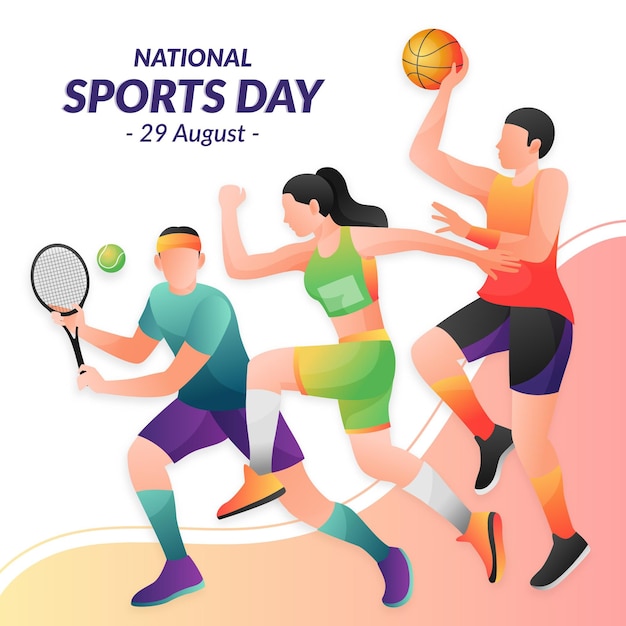 Free vector gradient national sports day illustration