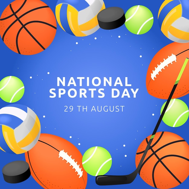 Free vector gradient national sports day illustration