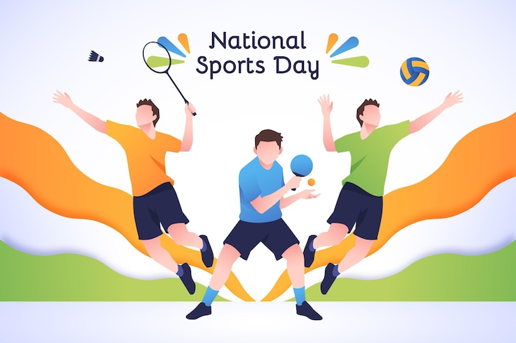  Gradient national sports day illustration Premium Vector