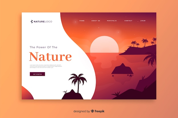 Modello di pagina di destinazione natura gradiente