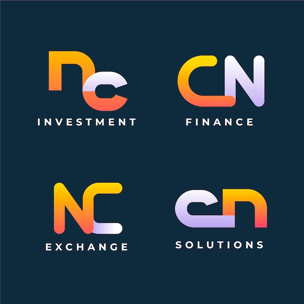 Gradient nc and cn logo design