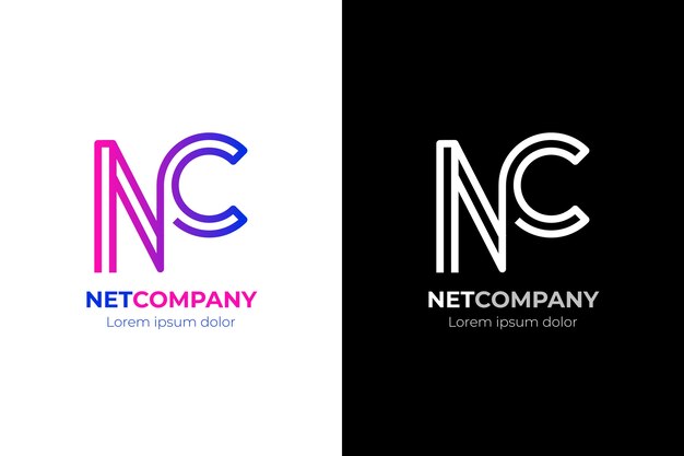 Шаблон логотипа градиент nc или cn