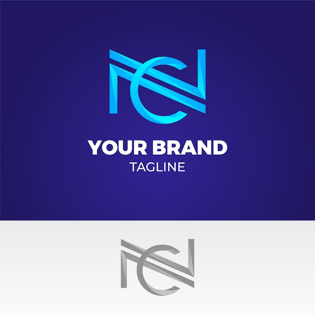 Free vector gradient nc or cn logo template