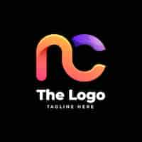 Free vector gradient nc or cn logo template