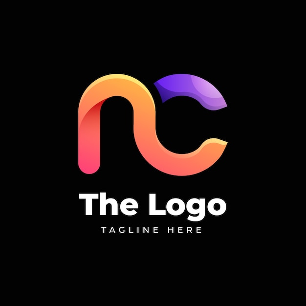 Gradient nc or cn logo template