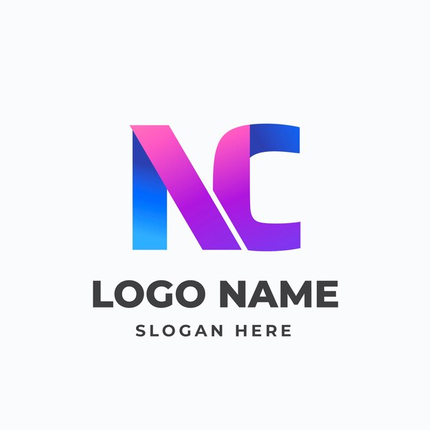 Gradient nc or cn logo template