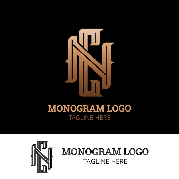 Шаблон логотипа градиент nc или cn