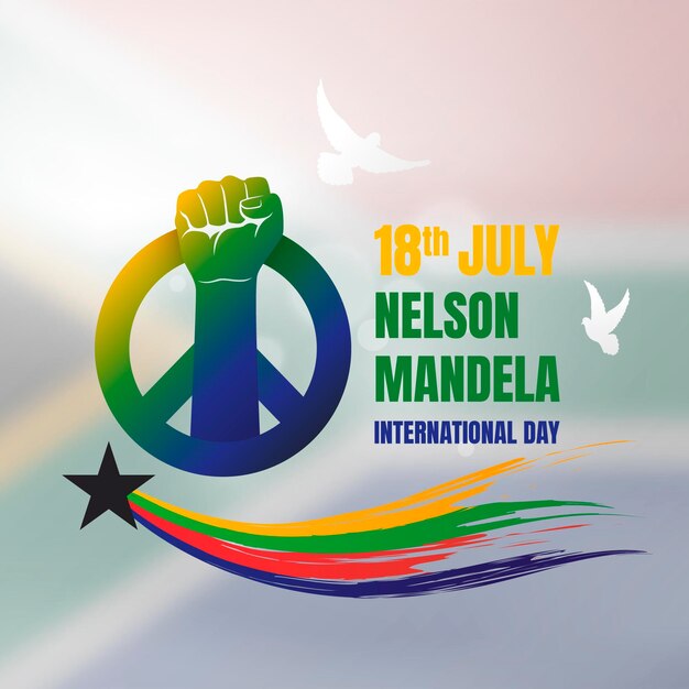 Gradient nelson mandela international day illustration