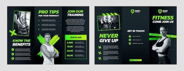Free vector gradient neon gym training brochure