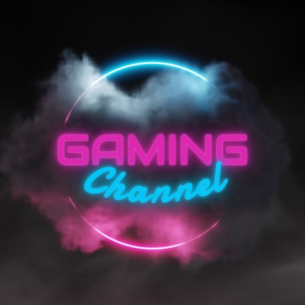 Free vector gradient neon typographic gaming channel twitch profile picture