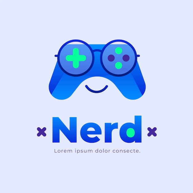 Vettore gratuito modello di logo nerd sfumato