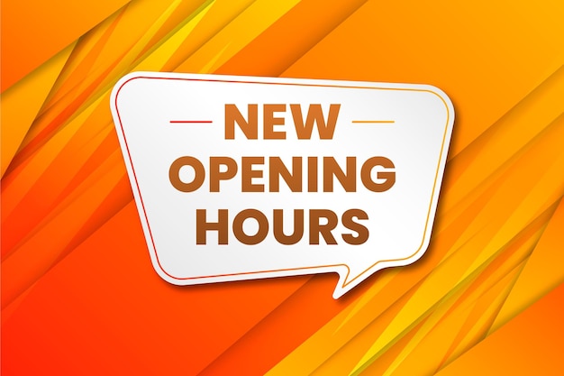 Free vector gradient new opening hours sign