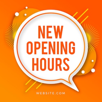 Gradient new opening hours sign Free Vector