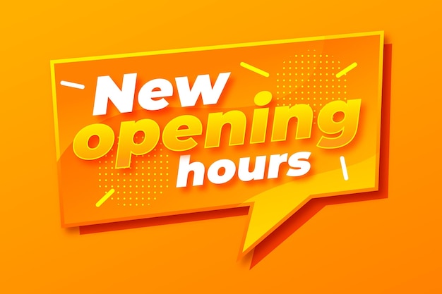 Free vector gradient new opening hours sign