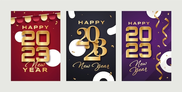 Free vector gradient new year 2023 cards collection