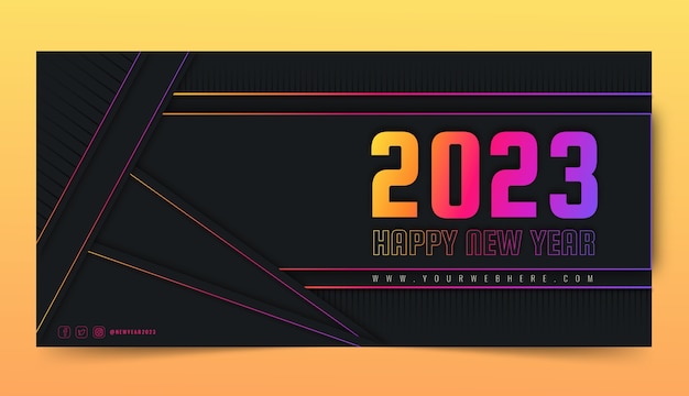 Free vector gradient new year 2023 horizontal banner template