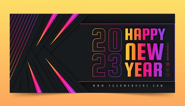 Free vector gradient new year 2023 horizontal banner template