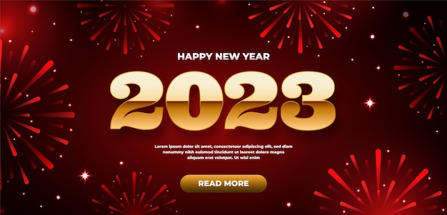 Gradient new year 2023 horizontal banner template