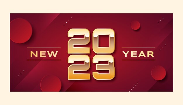 Gradient new year 2023 horizontal banner template