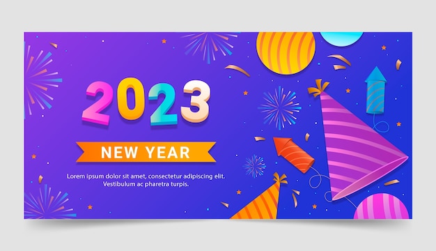 Free vector gradient new year 2023 horizontal banner template