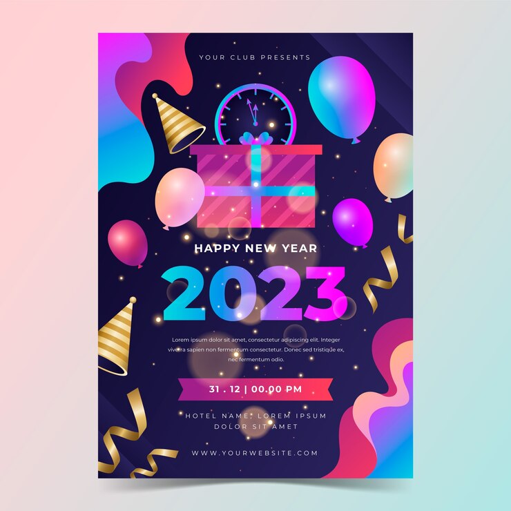 Free Vector gradient new year 2023 invitation template