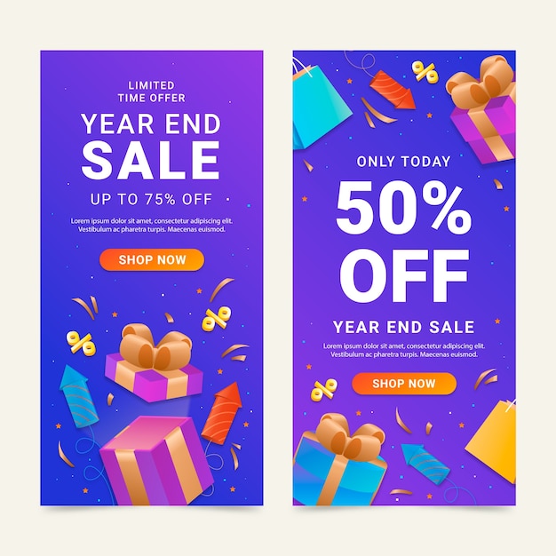 Gradient new year 2023 vertical banners set