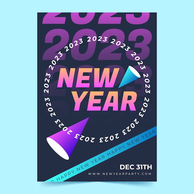 Gradient new year 2023 vertical poster template