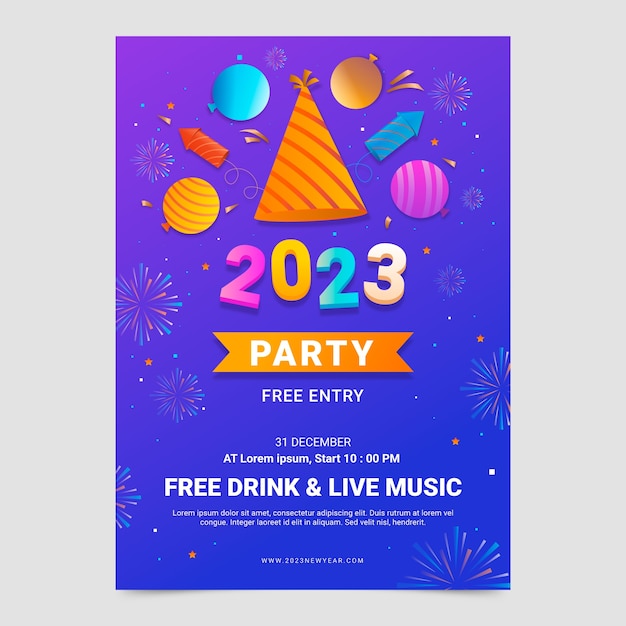 Free vector gradient new year 2023 vertical poster template