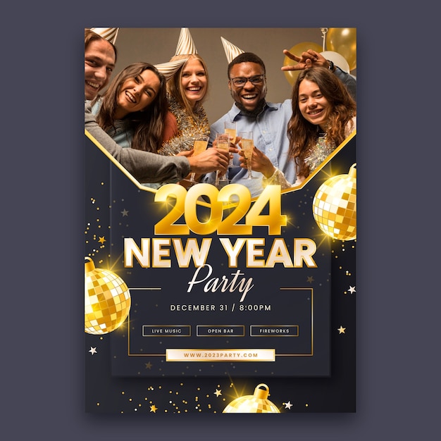 Free vector gradient new year 2024 vertical poster template