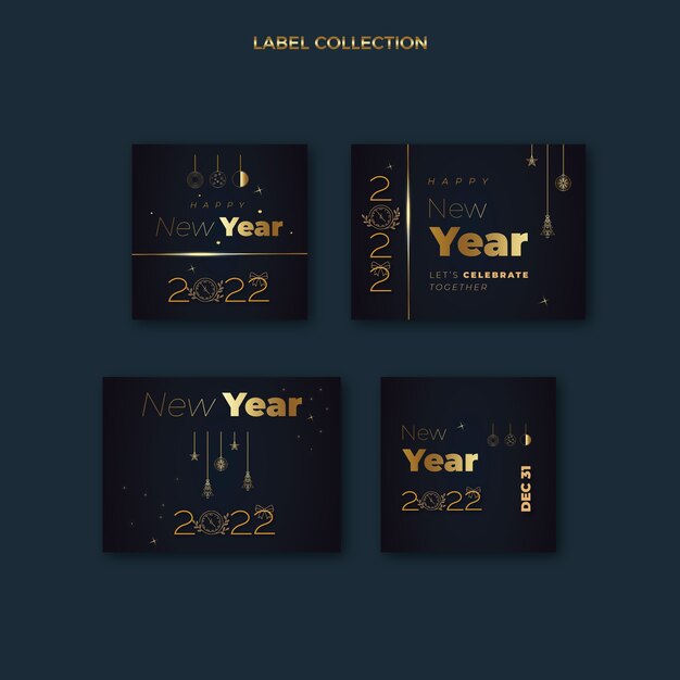 Gradient new year badges collection