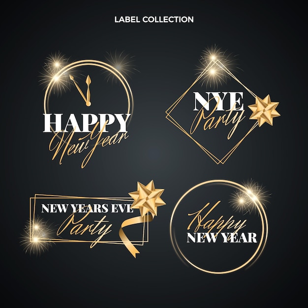 Free vector gradient new year badges collection