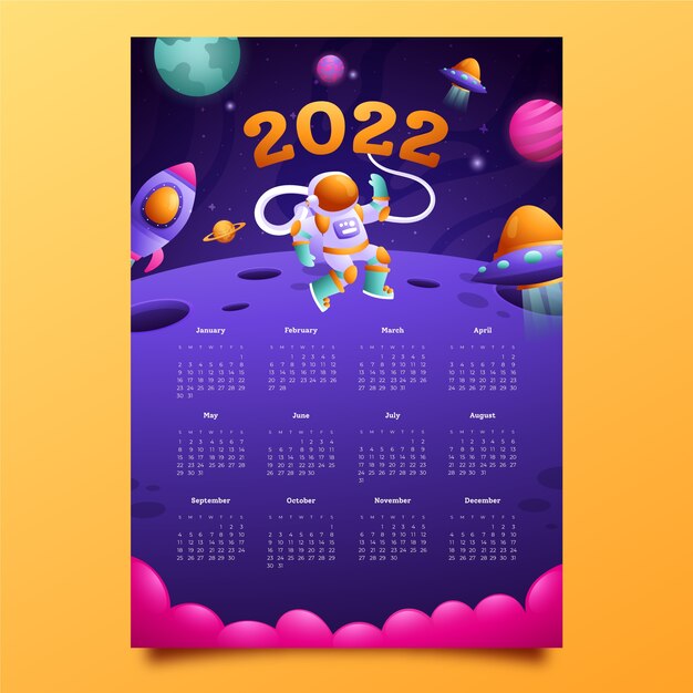 Gradient new year calendar template