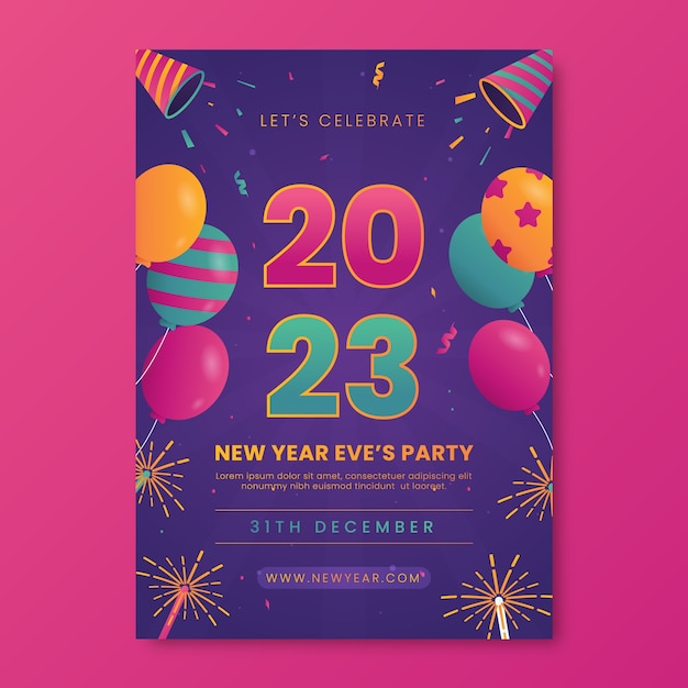 Gradient new year eve's party invitation template