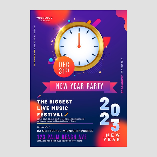 Gradient new year eve's vertical poster template