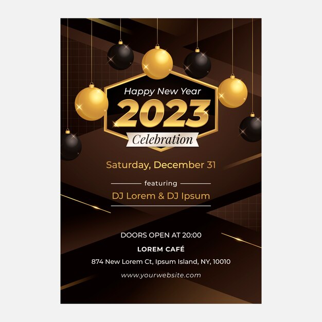 Gradient new year eve's vertical poster template