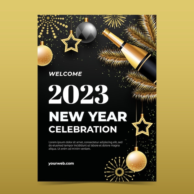 Free vector gradient new year eve's vertical poster template