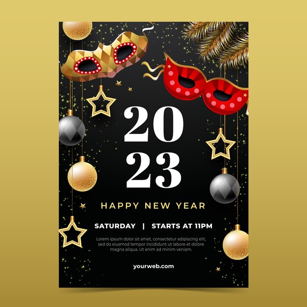 Gradient new year eve's vertical poster template