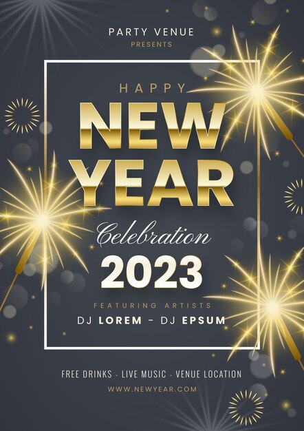 Gradient new year eve's vertical poster template