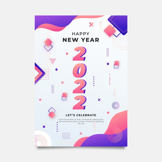 Free vector gradient new year greeting card template