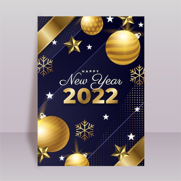 Free vector gradient new year greeting card template