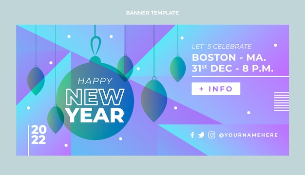 Gradient new year horizontal banner