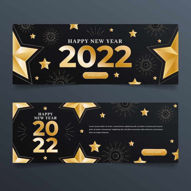 Gradient new year horizontal banners set