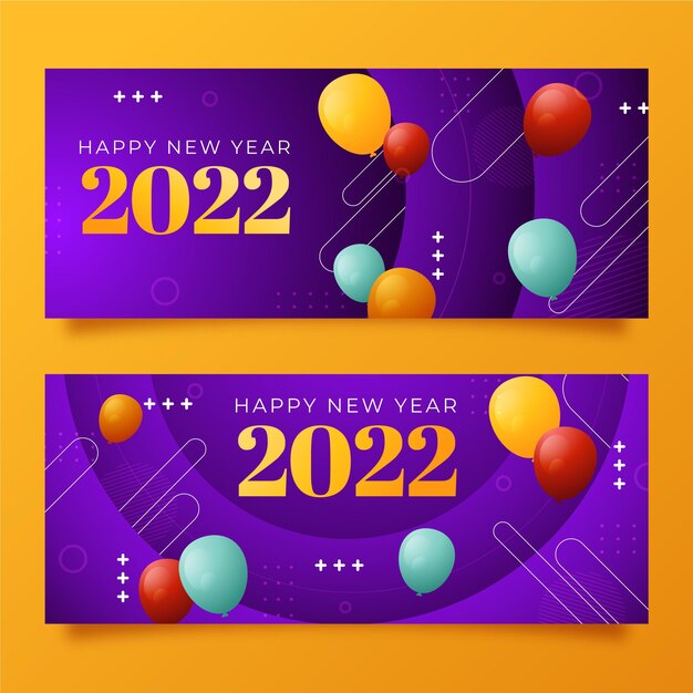 Gradient new year horizontal banners set