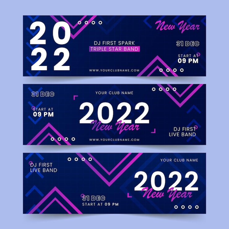 Free Vector gradient new year horizontal banners set