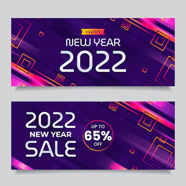 Free vector gradient new year horizontal banners set