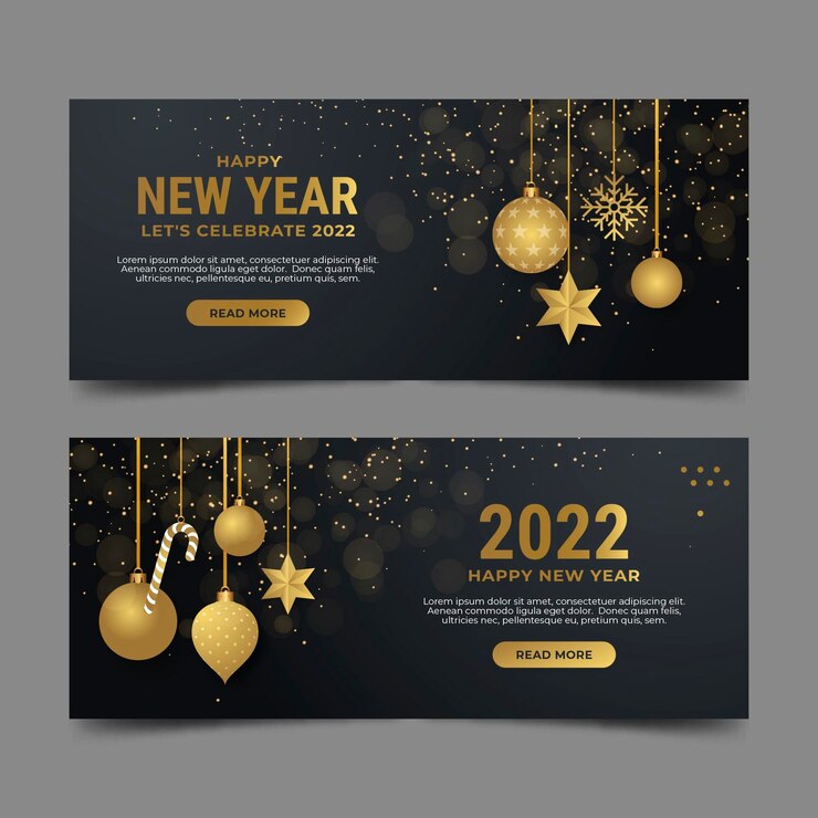 Free Vector gradient new year horizontal banners set